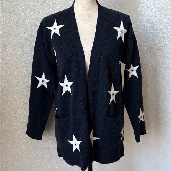 SANDRO Paris NAVY STAR STUDDED OPEN CARDIGAN SIZE 2 US Size 6 S/M - Picture 1 of 11